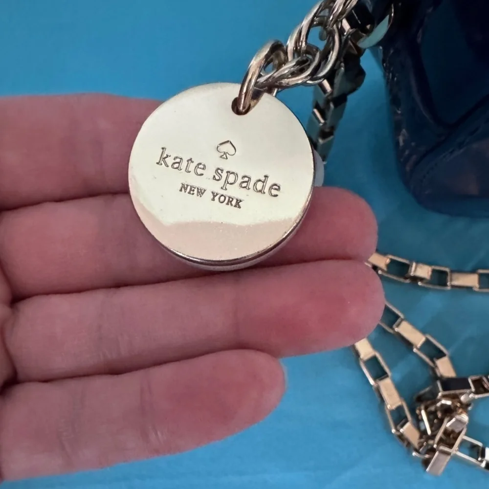 Kate Spade Get Out Of Town Blue Patent Round Crossbody Bag - Picture 2 of 7